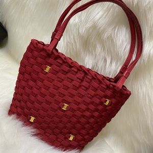 Authentic vintage Salvatore Ferragamo red bucket bag
